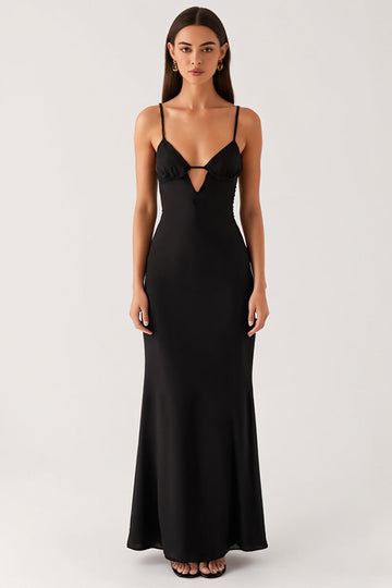 Fourreau Découpe Spaghetti Robe Cravate Noir